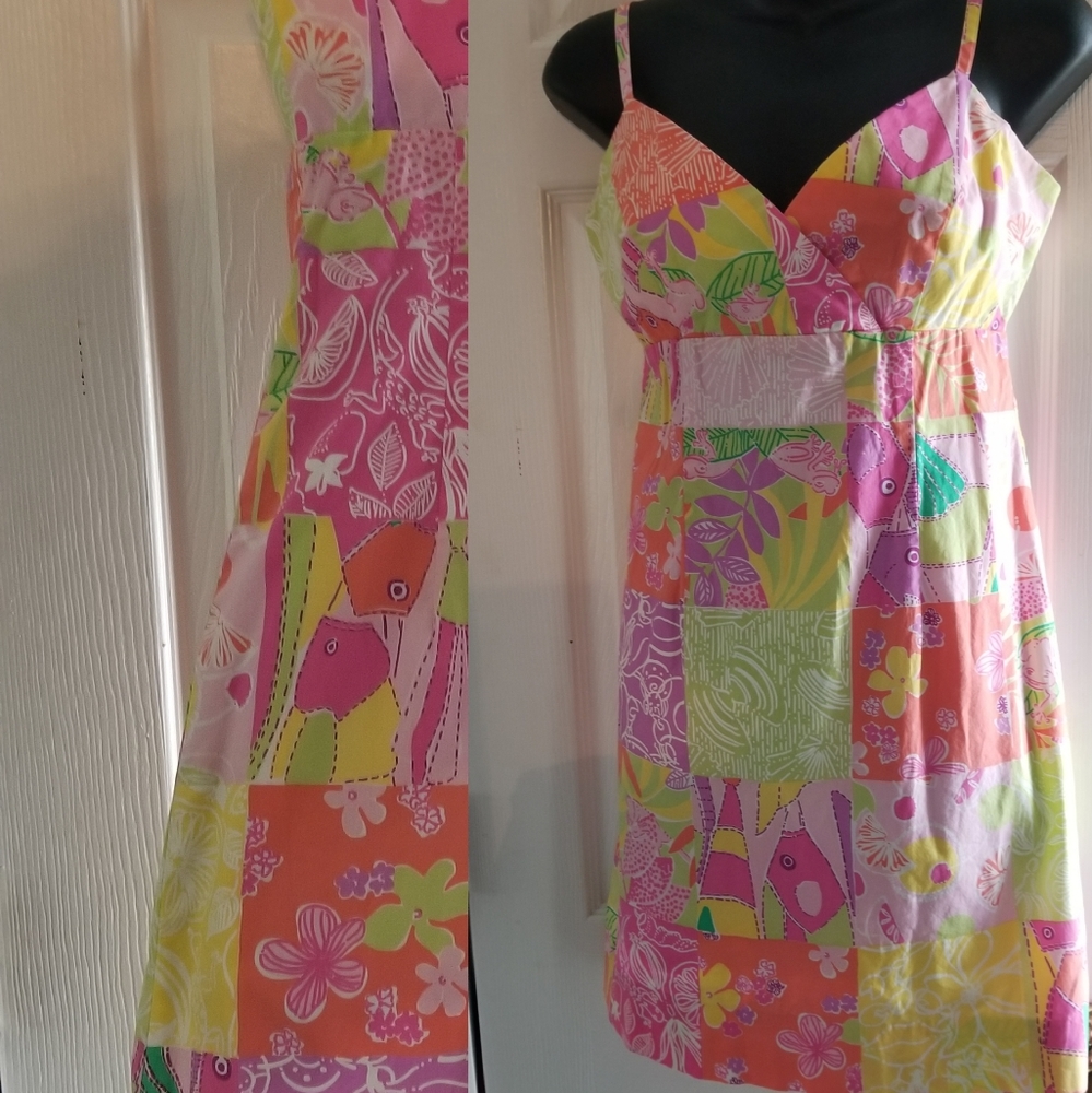 Lilly Pulitzer women's dress multicolor Chef's Patchwork size 2P